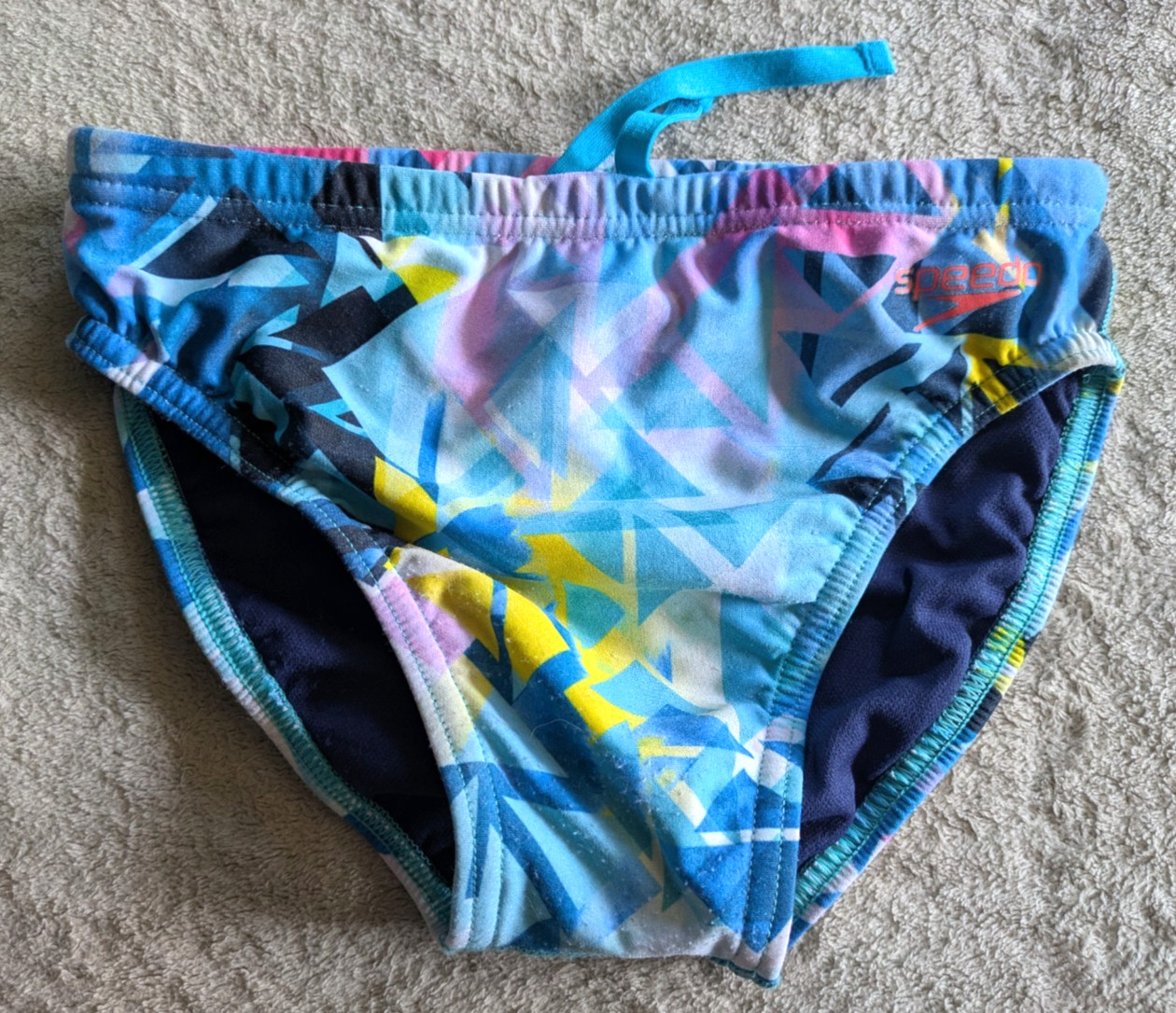 SPEEDO Swim Briefs Boys Youth 26 Blue Pink Yellow White Swimsuit