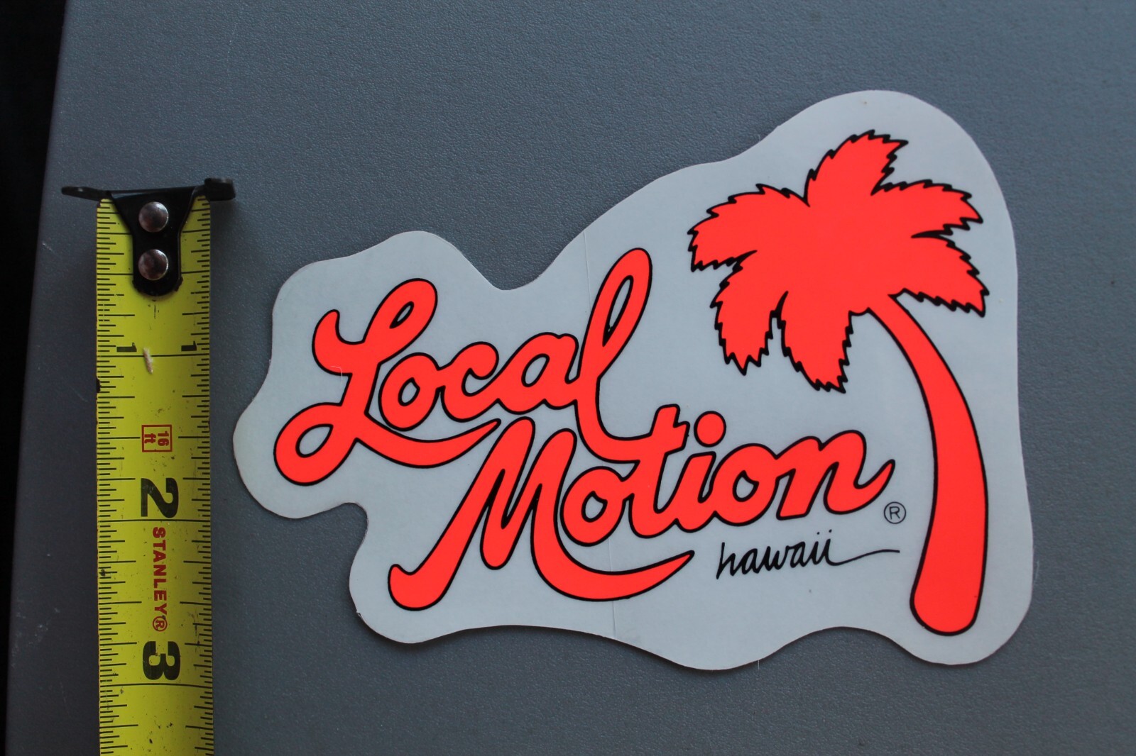 LOCAL MOTION Hawaii Surfboard Clear Neon Orange LM3 80’s Vintage Surfing STICKER