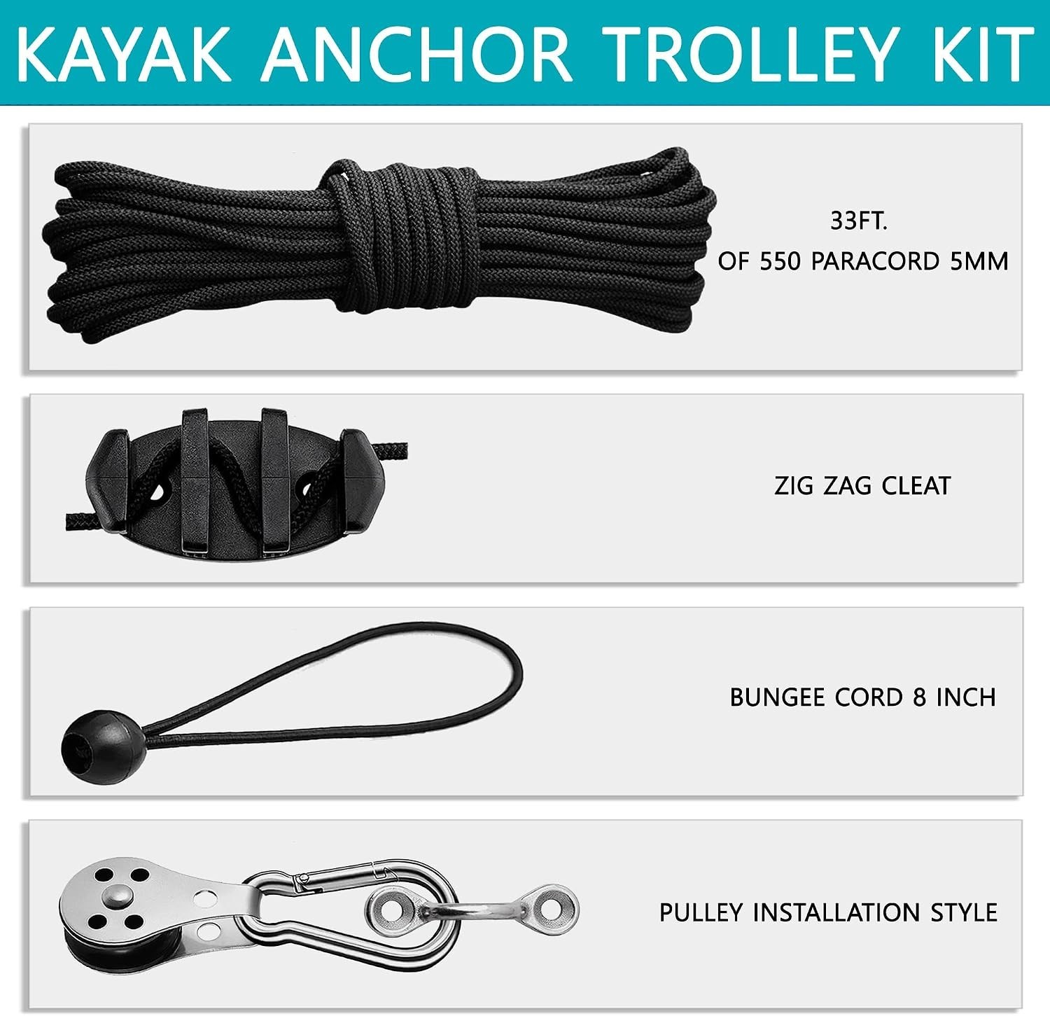 Kayak Anchor Trolley Kit Anchor Wizard Kayak LeverLock Anchor Trolley,Anchor …