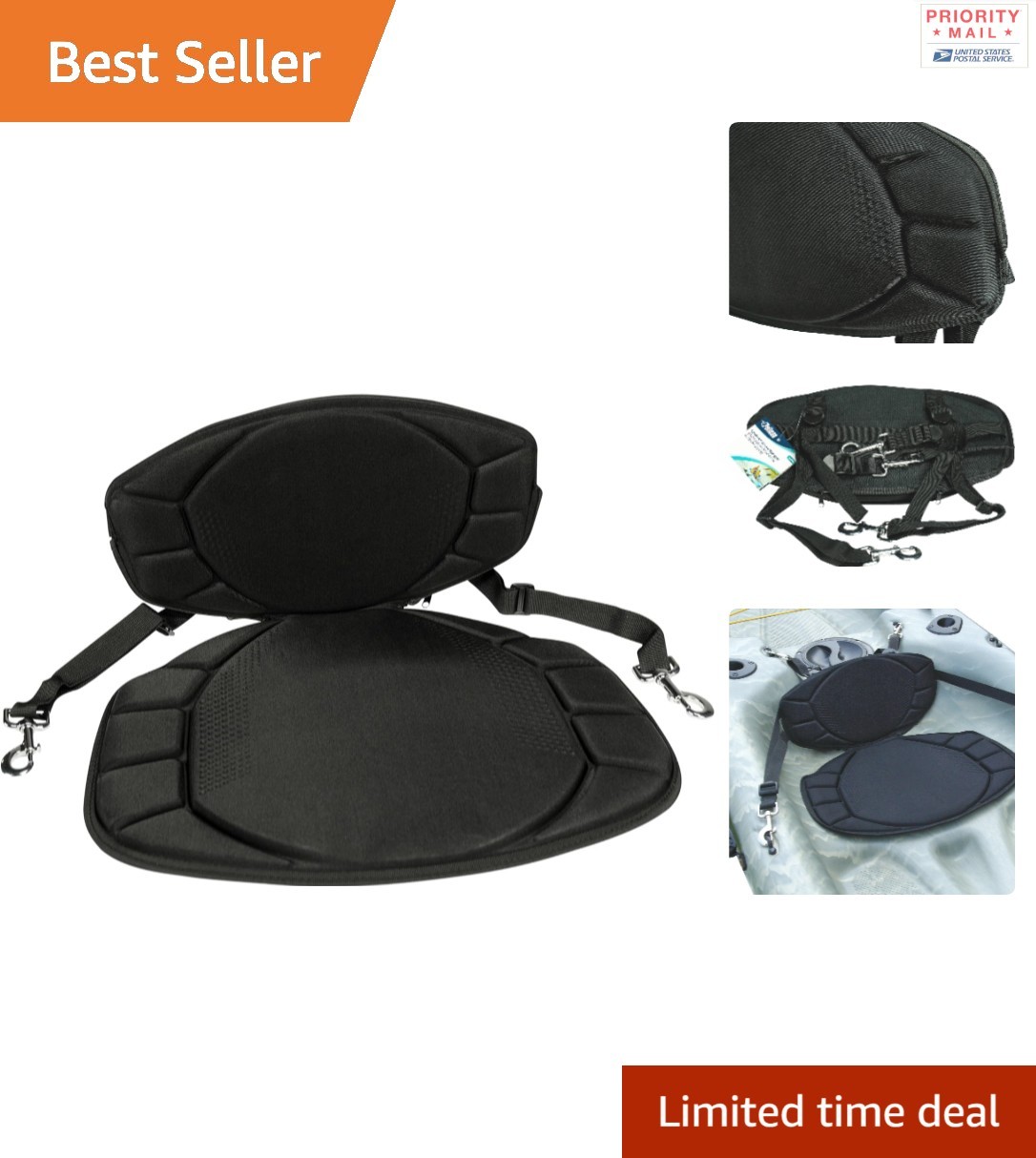 Universal Sit-on-top Kayak or SUP Seat Water Repellent Cushion Adjustable Black