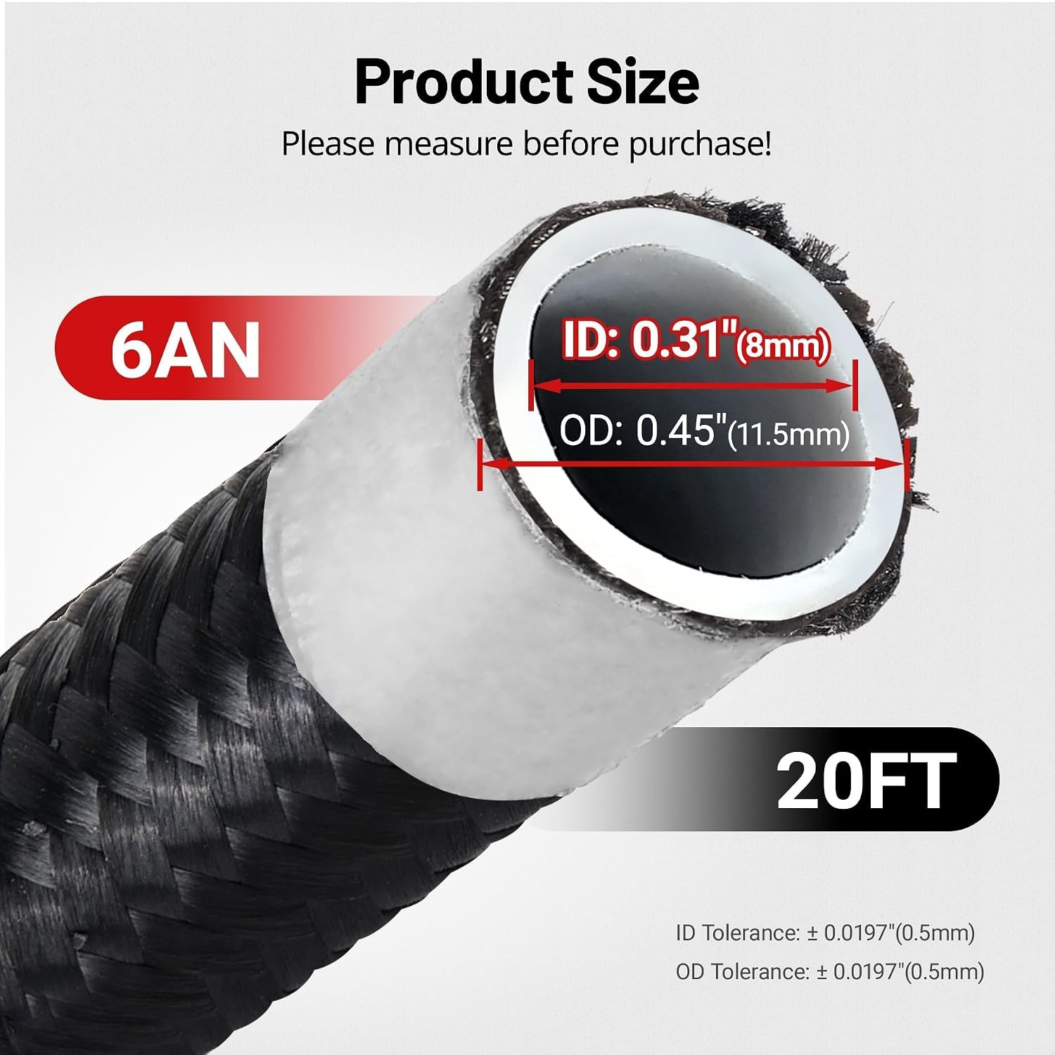 6AN PTFE Fuel Line Kit E85 Nylon Braided Fuel Hose 20FT AN6 PTFE Fuel Line Kit