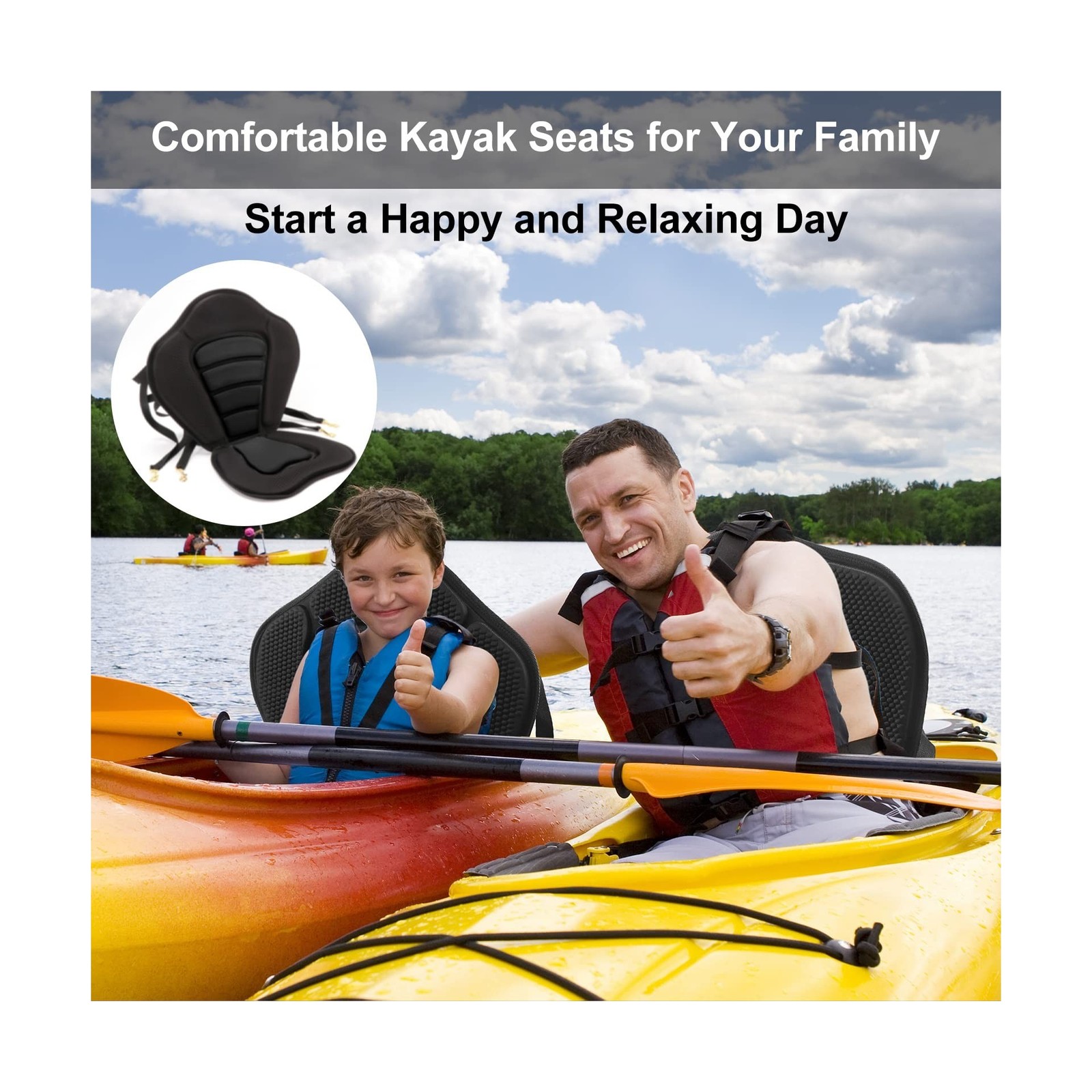 HLOGREE Kayak Seats – 1/2 Pck, Thicken Padded Seat Cushion with Back Support,…