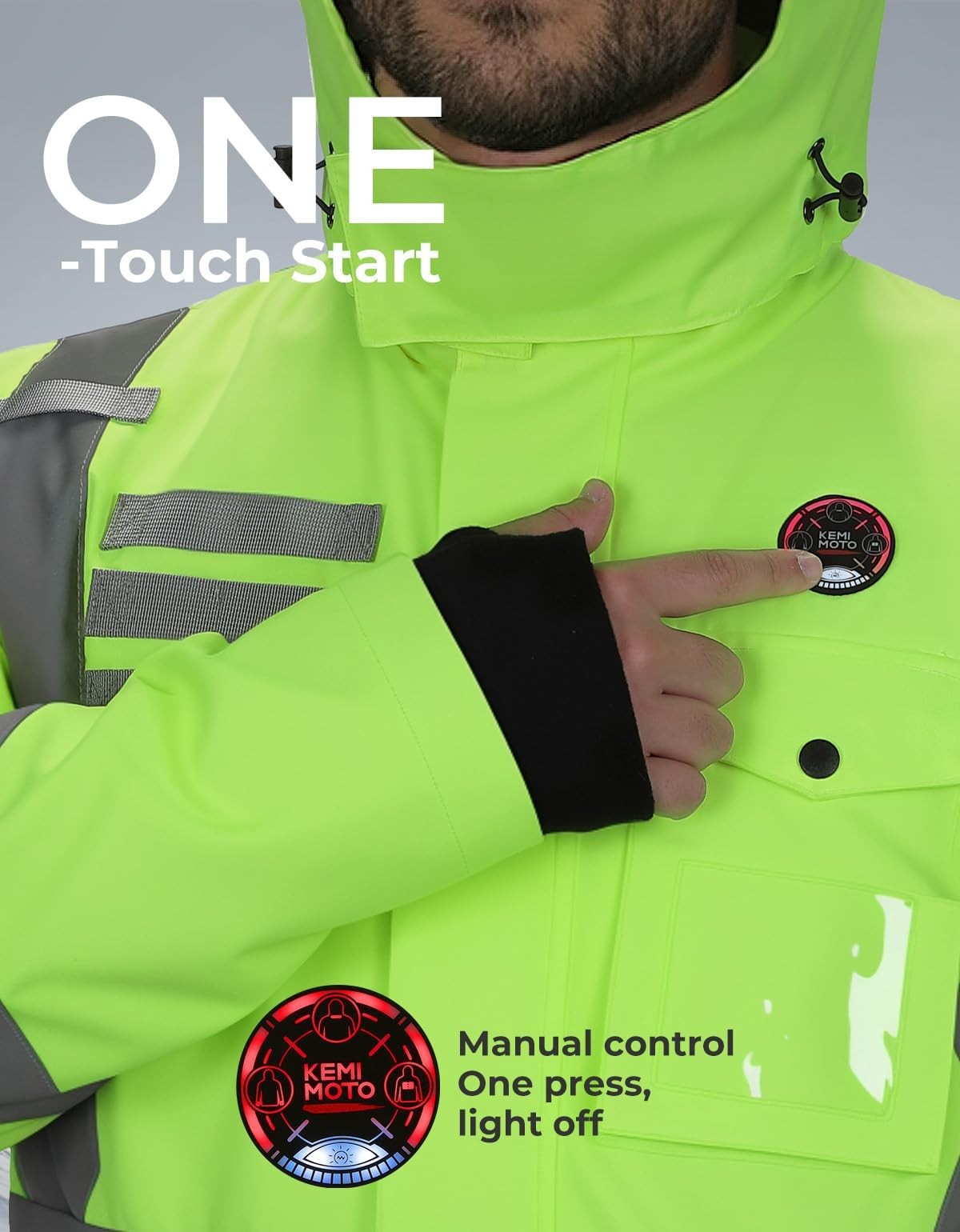 Kemimoto Heated Safety Jacket Men Battery Longer Waterproof Winter Jacket High