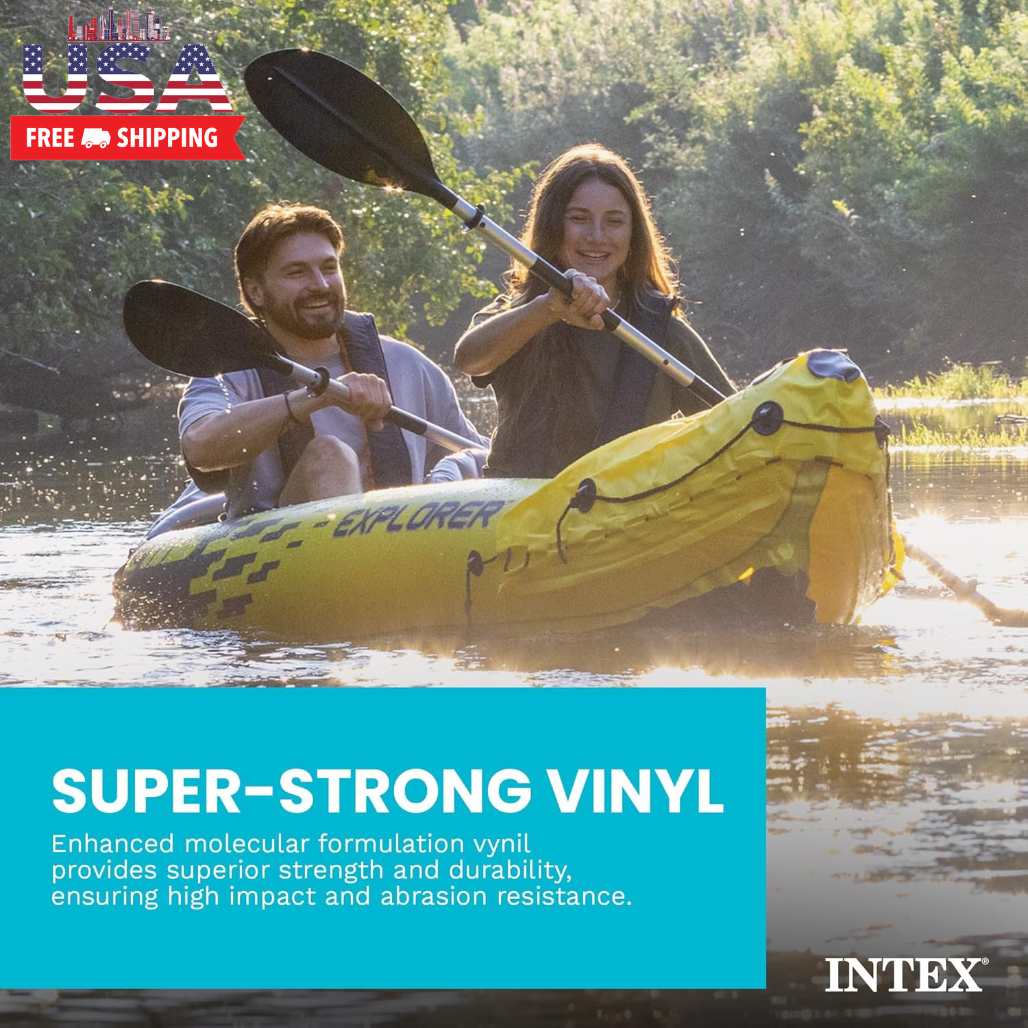 Intex 68307EP Explorer K2 Inflatable Kayak Set: Includes Deluxe 86In Aluminum Oa