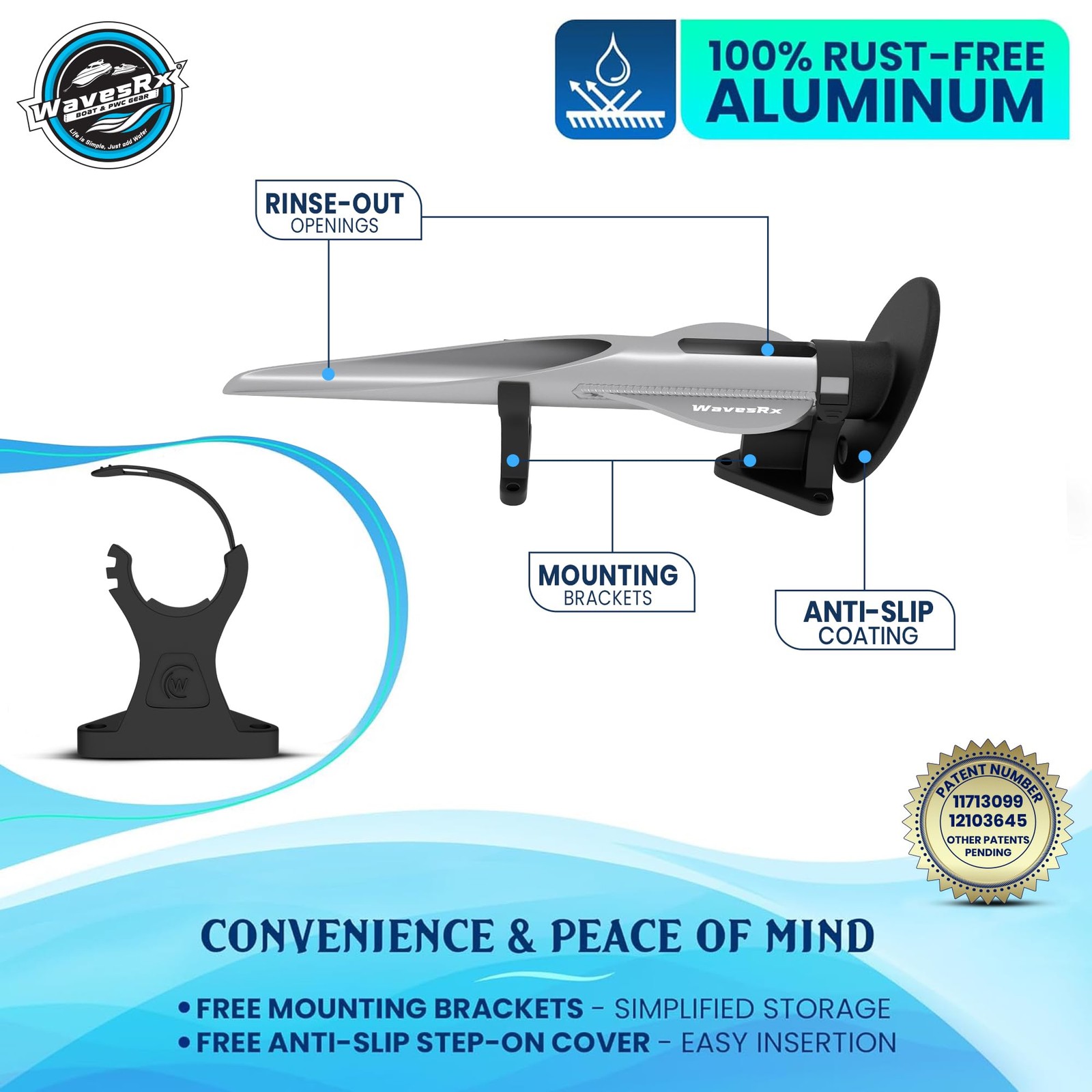 WAVESRX Ultra-Light Aluminum Beach Anchor for Jet Ski, Boat & Kayak