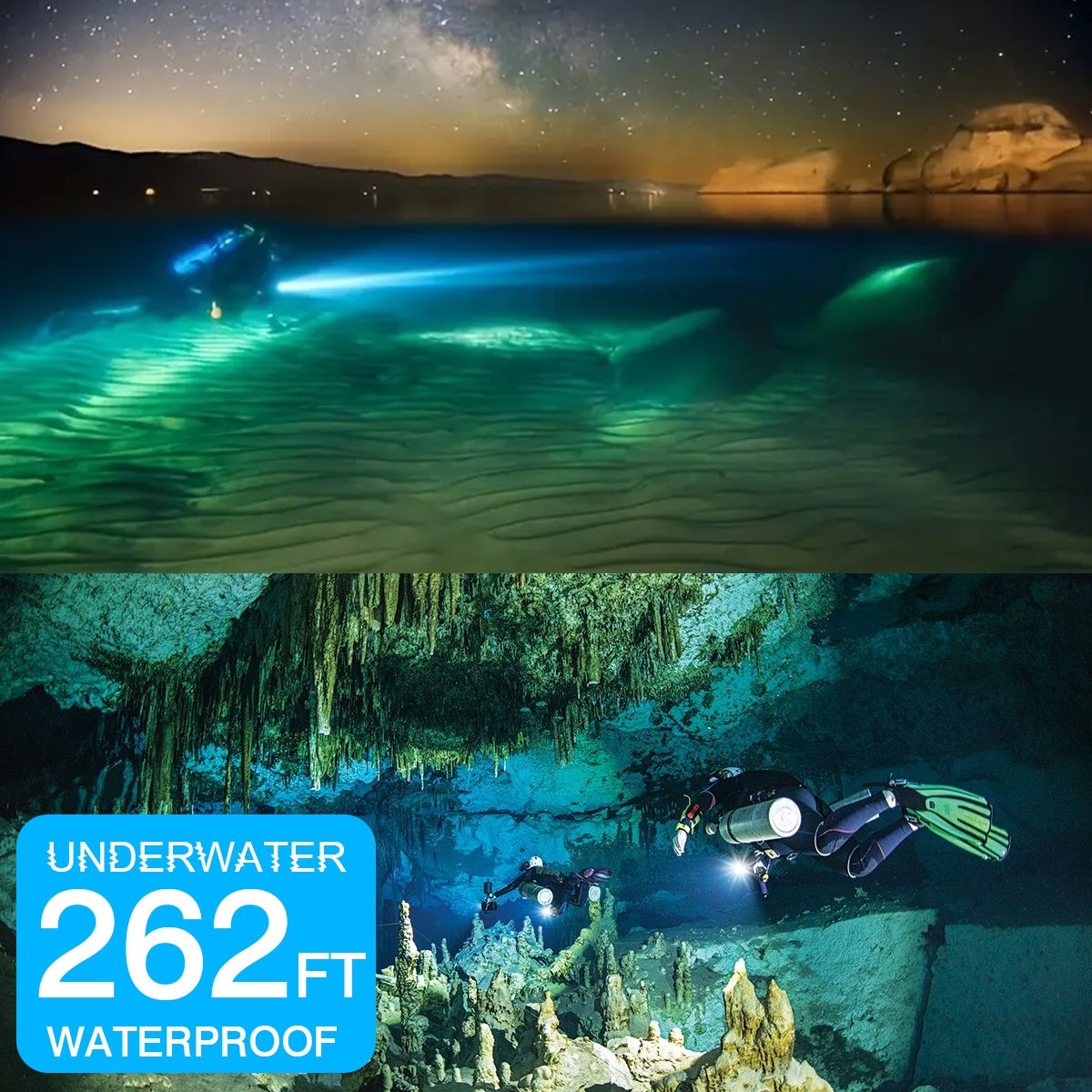 90000LMS Scuba Diving LED Flashlight Underwater 80M Waterproof Dive Torch Light