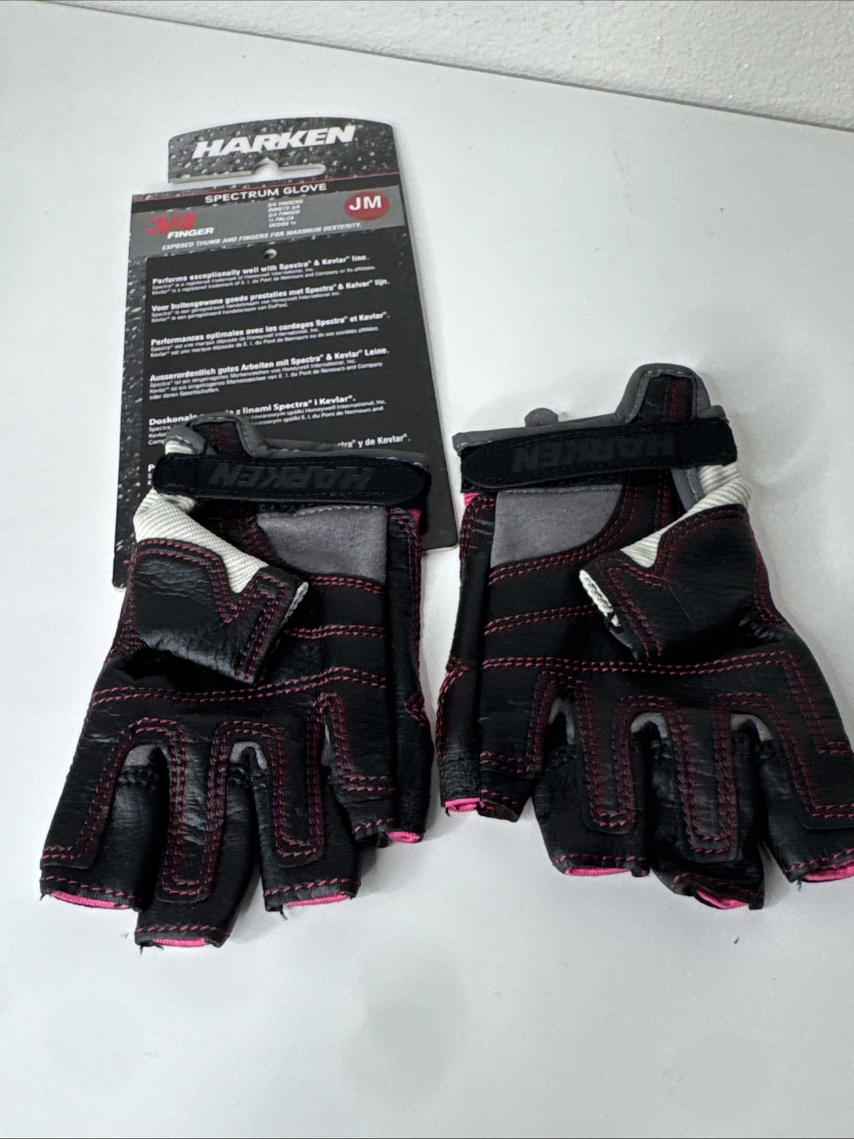 New Harken Spectrum Sailing Gloves Pink 3/4 Finger Junior Medium JM
