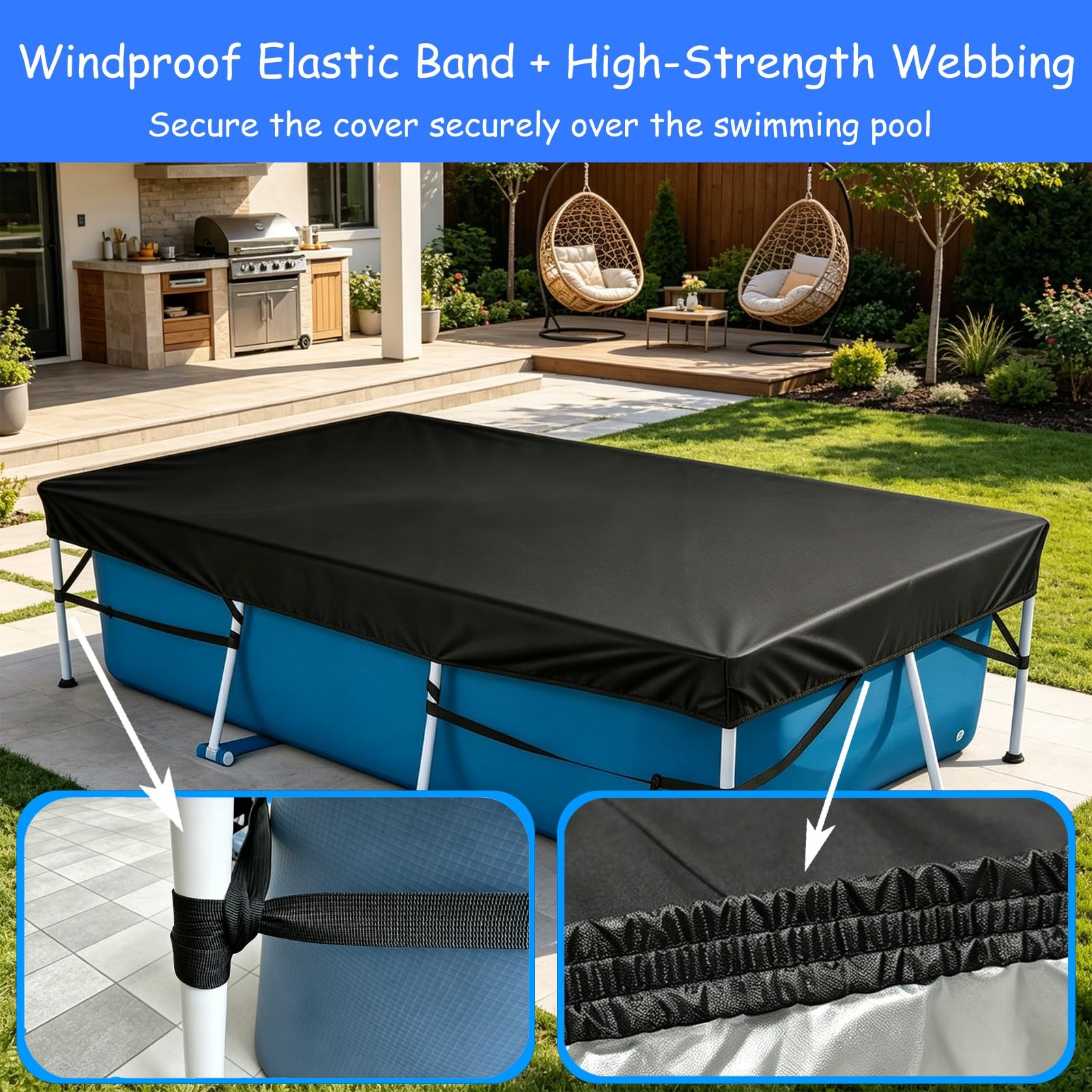 Heavy-Duty 7×4 Ft Waterproof Pool Cover for Above Ground Swimming Pools