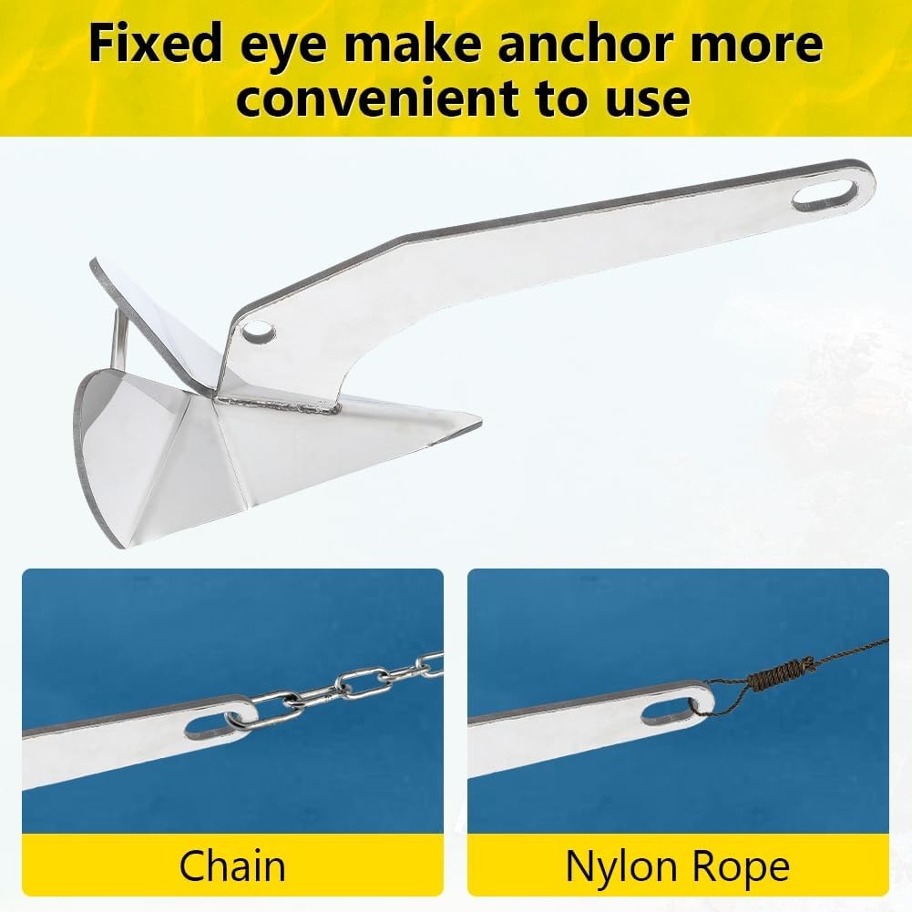 Upgraded Boat Anchor, 316 Stainless Steel Delta-Style Anchor, Heavy Duty Tria…