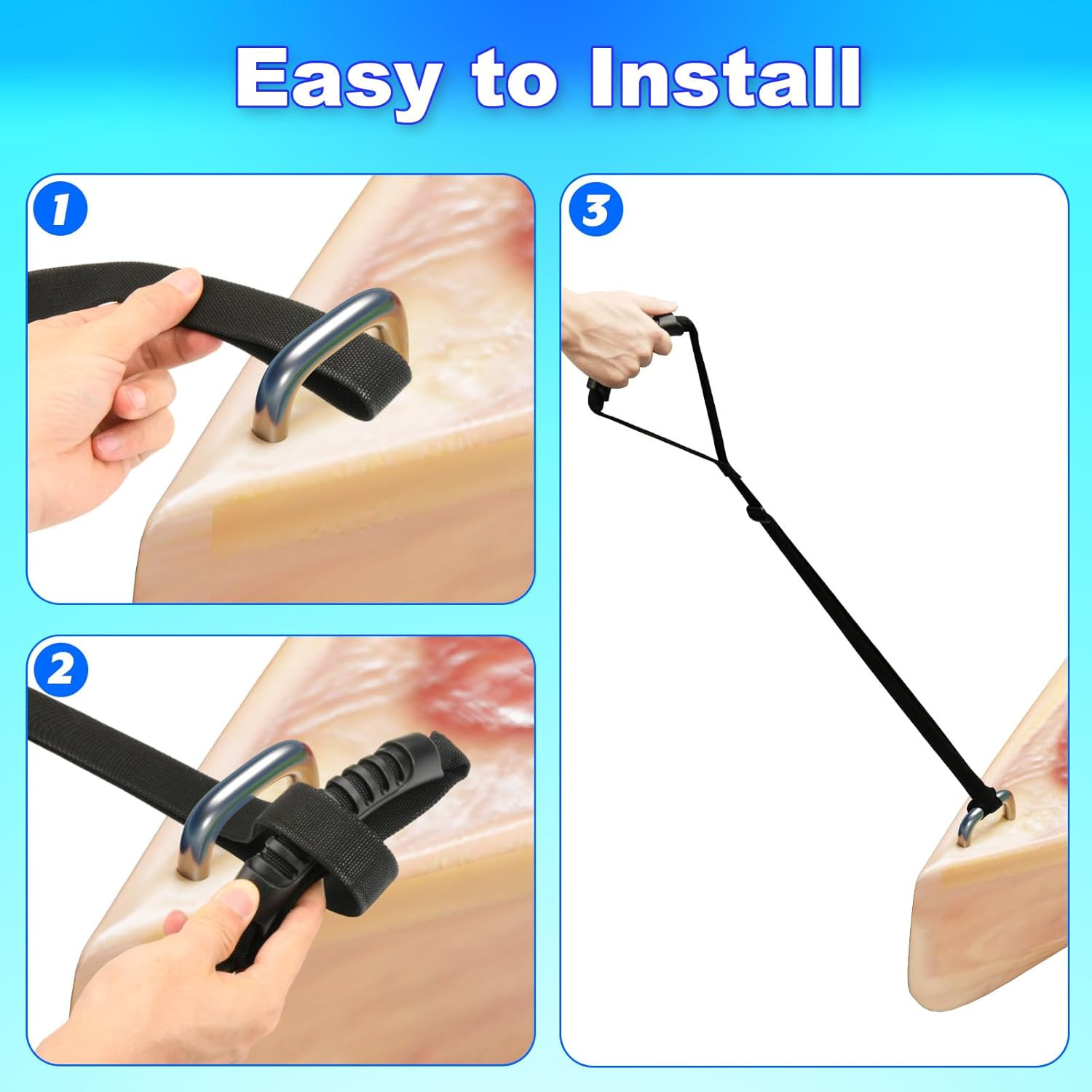 2 Pcs Kayak Stand Up Assist Strap Canoe Drag Strap with Handle, Adjustable Pu…