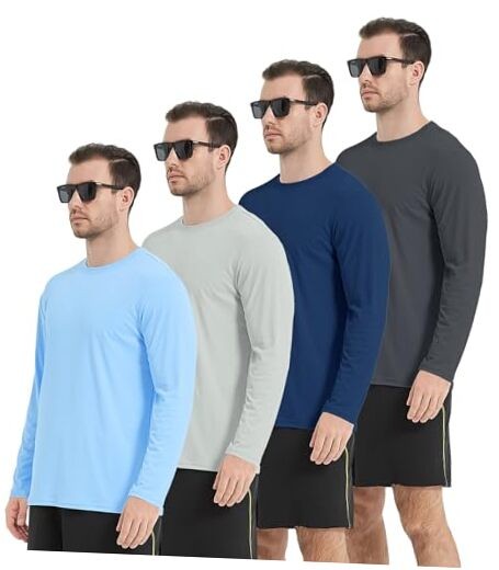 4 Pack Men’s UPF 50+ Rash Guard Swim Medium 1 Blue 1 Gray 1 Navy 1 Charcoal