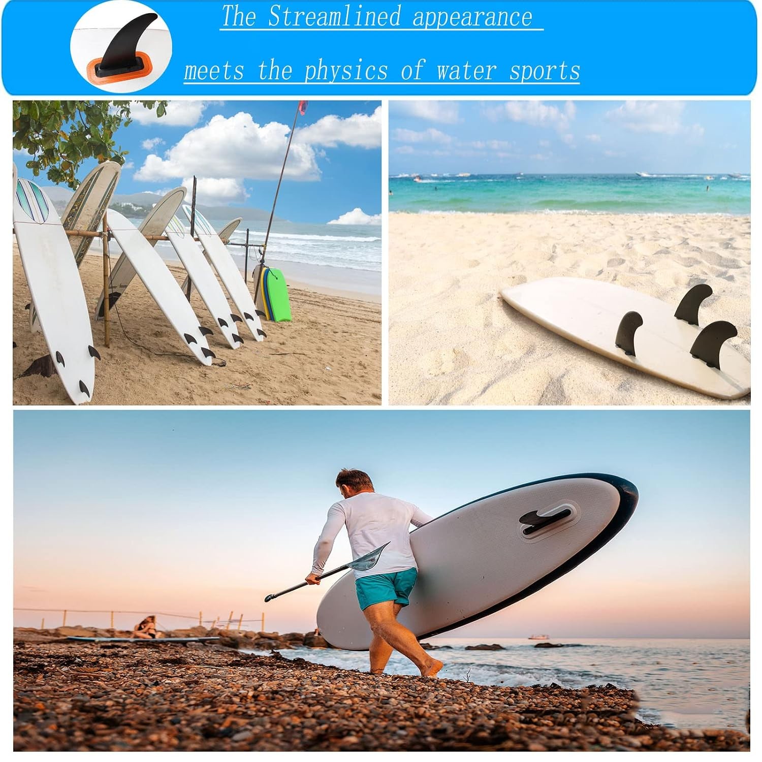 9″ Universal Nylon Single Center Paddleboard Fin Replacement Inch Fin