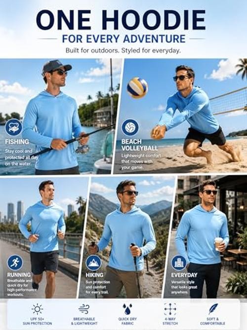 Men’s Sun Protection 3X-Large 3 Pack-light Grey / Light Blue / Dark Grey