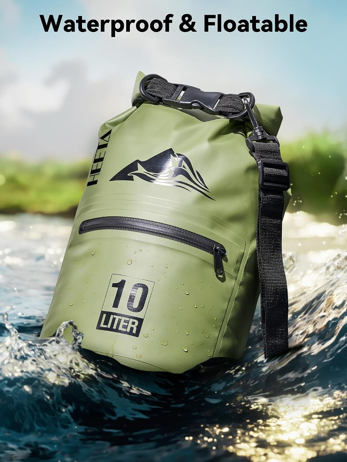 Versatile 10L Waterproof Dry Storage Bag with Zippered Pocket for Adventurers