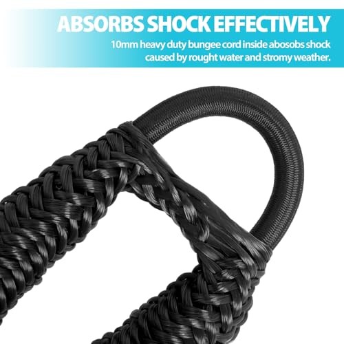 Bungee Dock Lines – Jet Ski Rope with Double 316 Stainless Steel 4-5.5ft Black