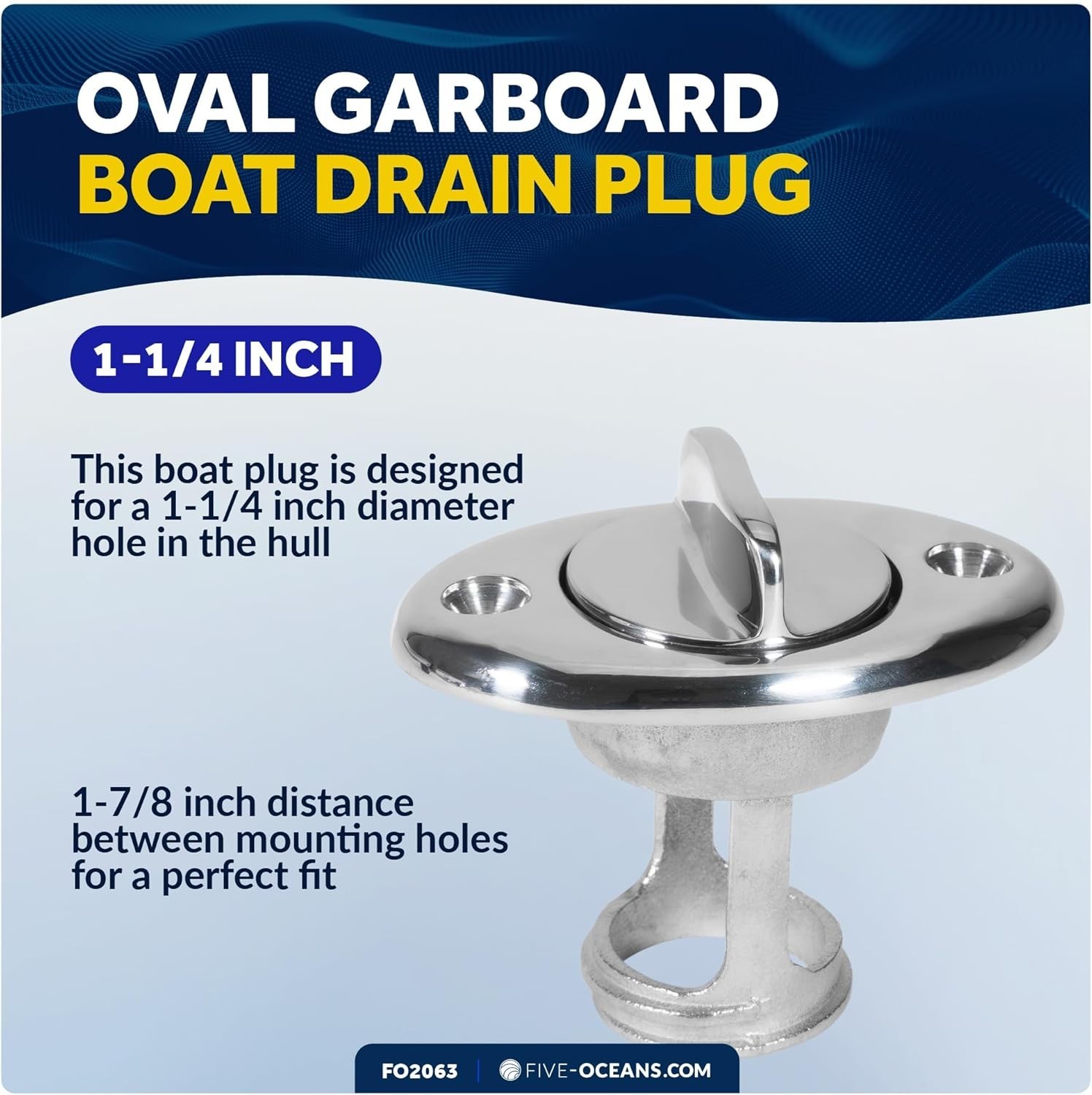 Boat Plug with Rubber Gaskets – Stainless Steel, 1-1/4″ Hole