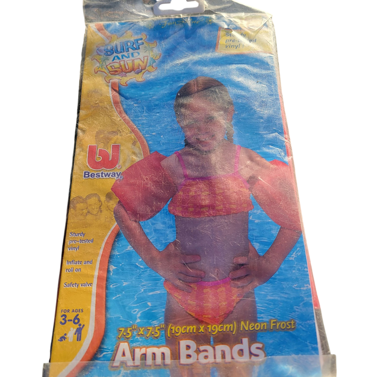 Vintage Arm Bands Kids 3-6 6-10 Inflatable Swim Floaties Surf And Sun
