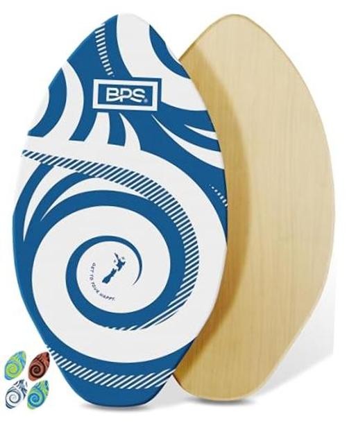 New Zealand ‘Koru’ Skimboard with Colored EVA Grip 35 Inch Dark Blue, White