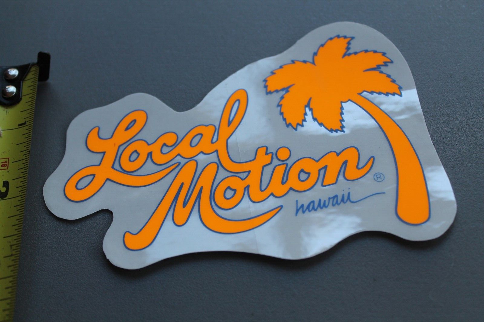 LOCAL MOTION Hawaii Surfboard Clear Neon Orange LM3 80’s Vintage Surfing STICKER