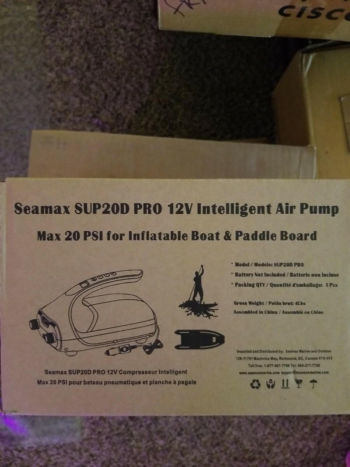 Seamax SUP20D 20PSI Double Stage Electric Air Pump for Inflatable SUP and Boat
