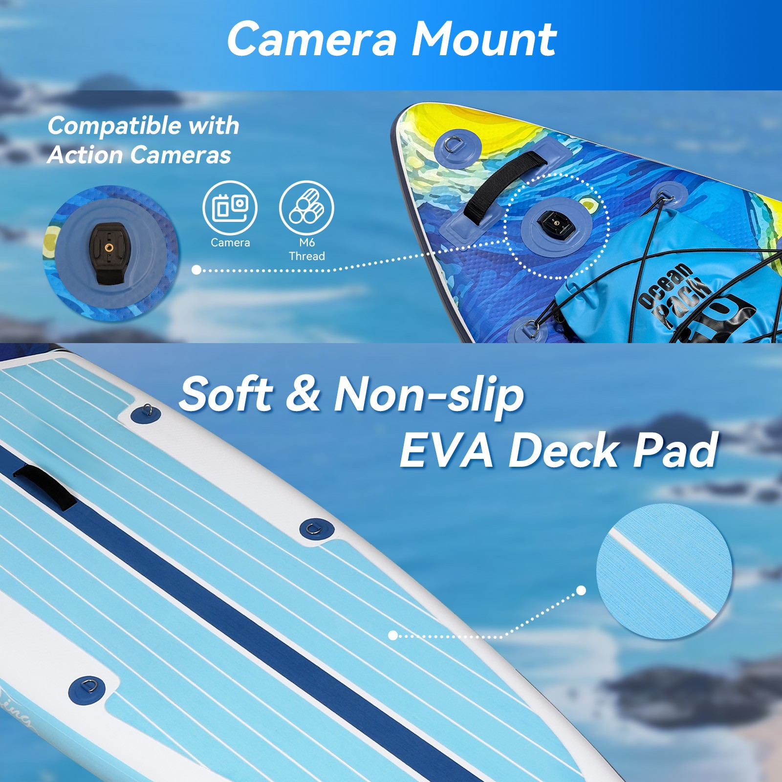11FT Inflatable SUP Surfboard 33″ Wide 330LBS Kayak Seat 3-Fin Complete System