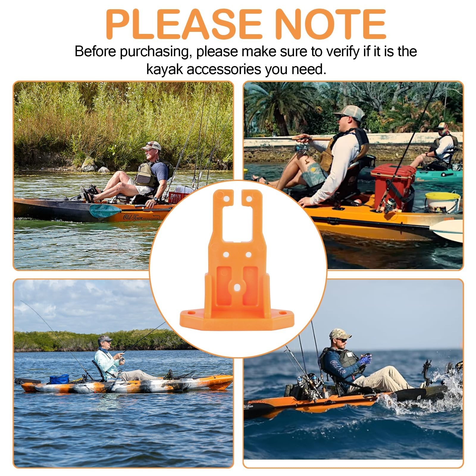 Universal Kayak Transducer Mount Bracket – Compatible with Most Kayaks, Orange