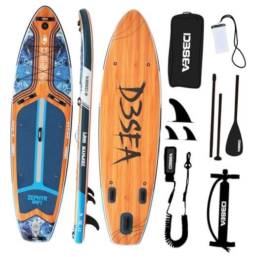 11 ft Inflatable Stand Up Paddle Board with Accessories, Extra Wide Paddle
