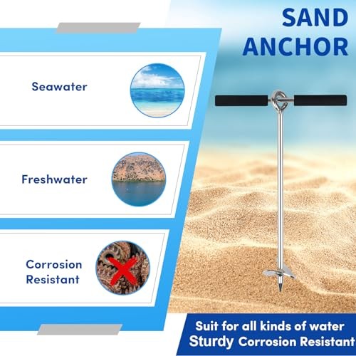 Sand Anchor for Boat, Beach Anchor Boat Sand 18inch Chromium-Plated Steel