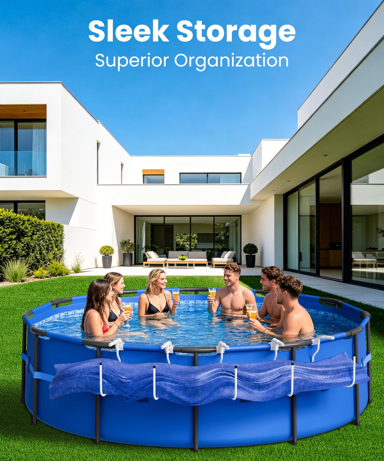Teisaiko Upgraded 5-Pack Solar Cover Holder for Above Ground Pool, Adjustable…