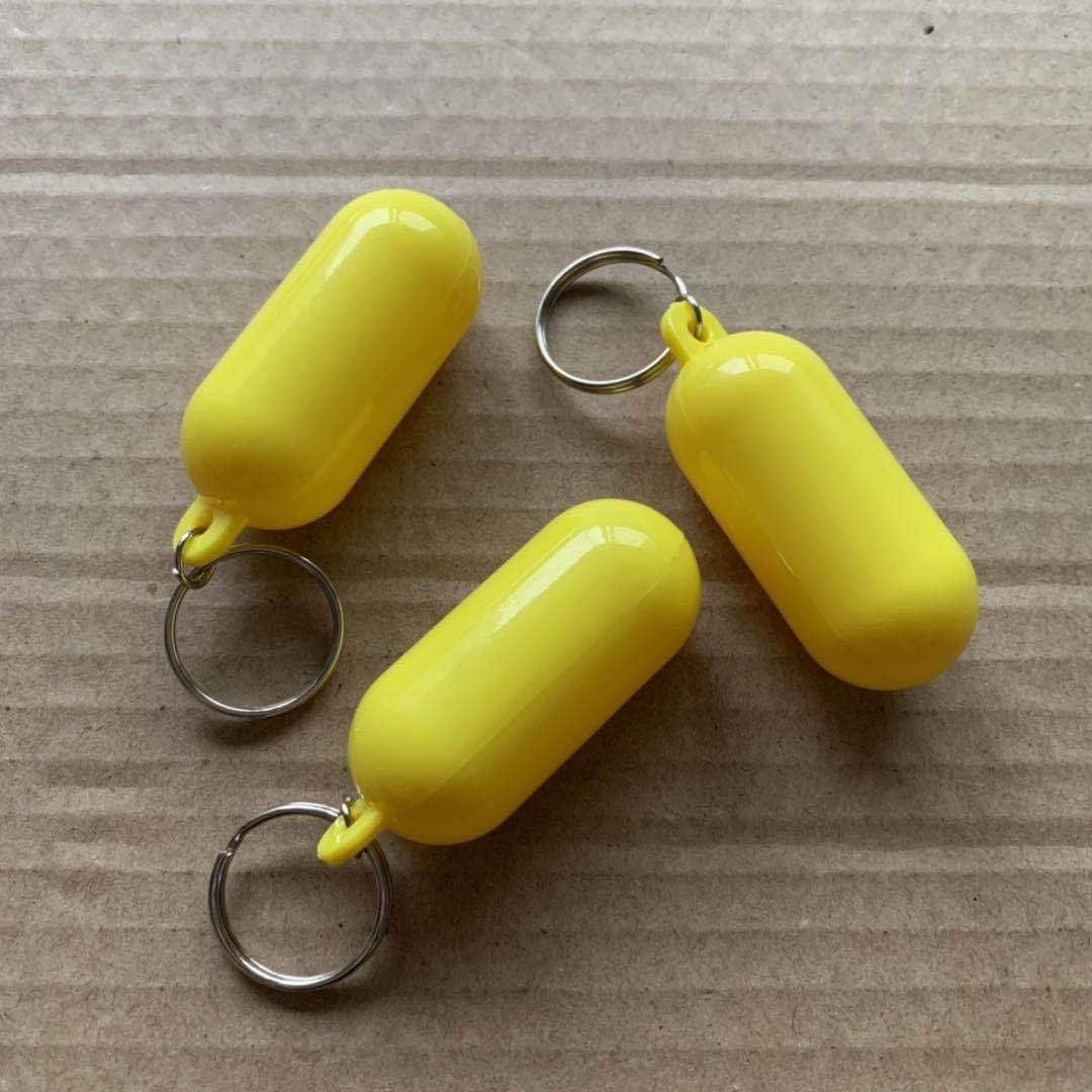 5Pcs Boat Floating Keychains 2.68X0.98In Yellow Buoy Float Key Pendant Oval Shap
