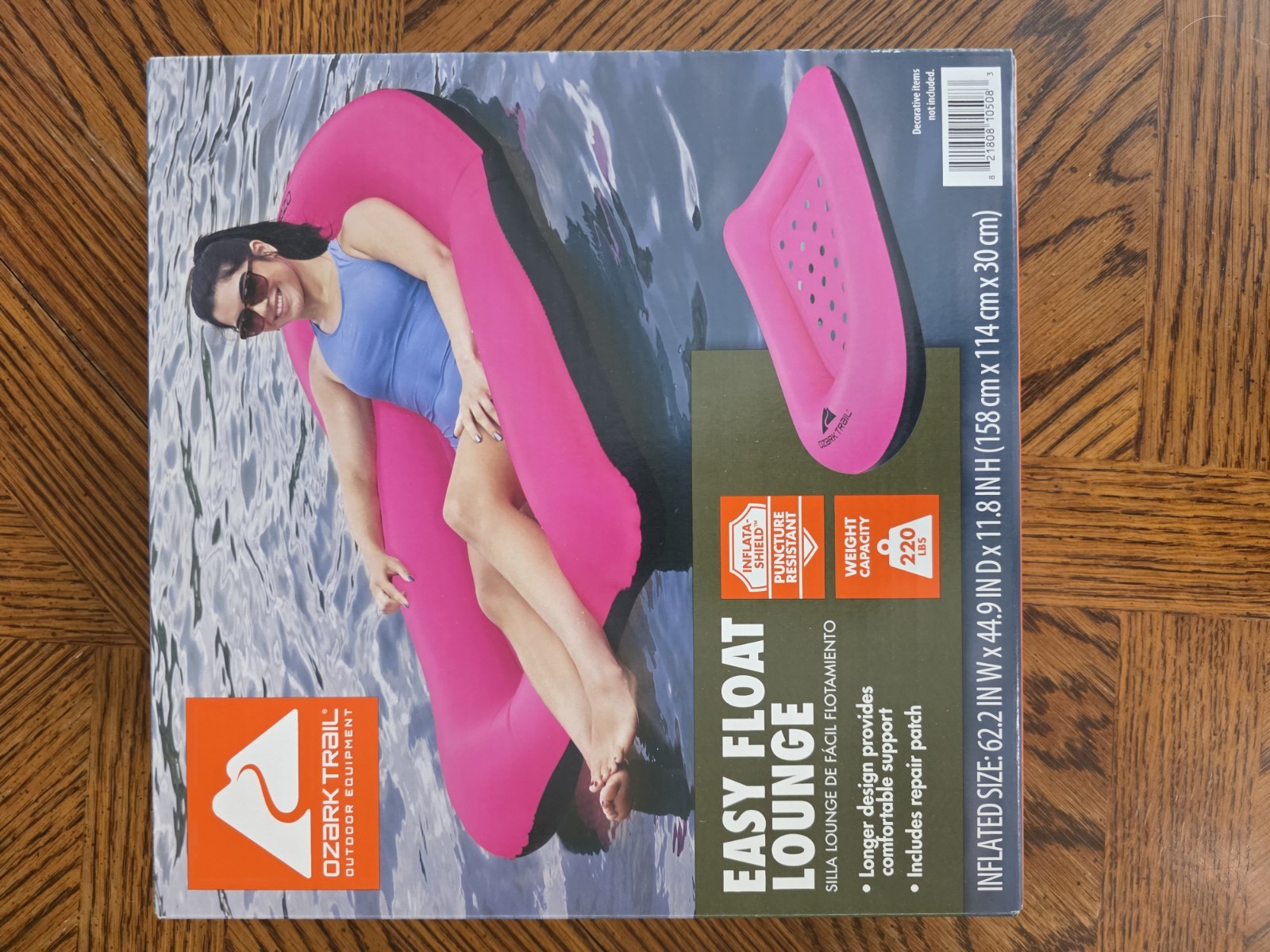 Ozark Trail Easy Float Lounge Inflatable Pool Lounger, Pink, MPN 43895E