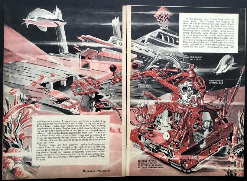 Mechanical Lobster 1947 Lt. Harry E. Riesenberg design cut-away graphic