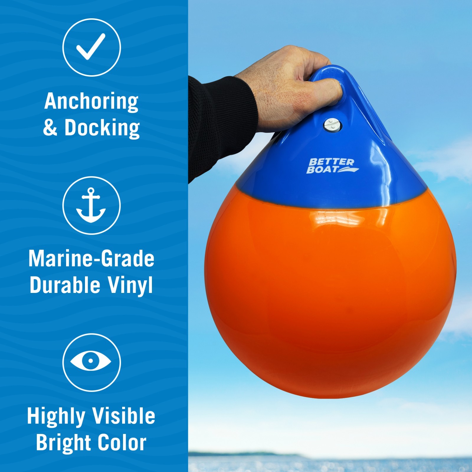 Anchor Bouy and Retrieval Ring Vinyl Boat Buoy Balls Round Mooring Marker