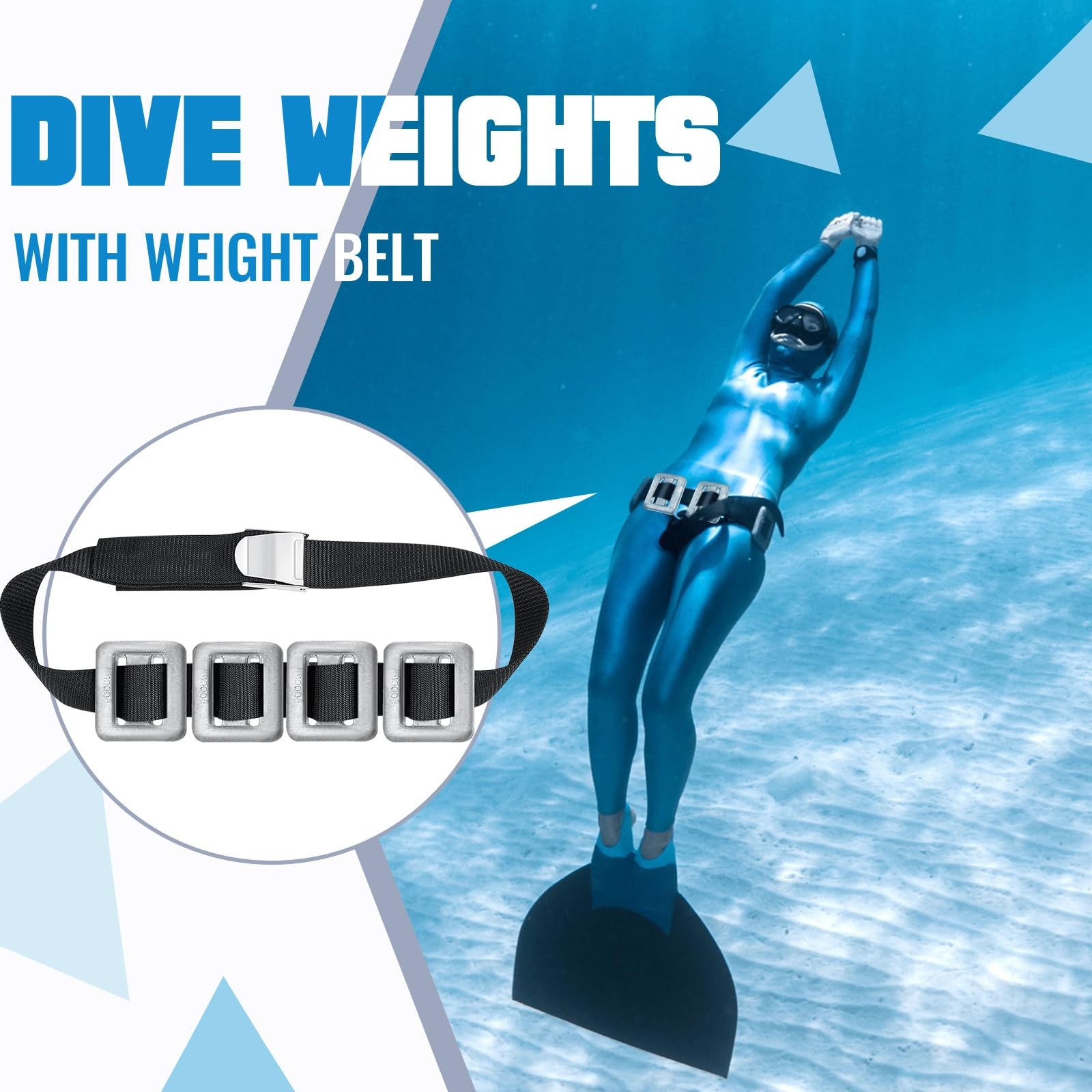 4 Pcs 2.2 lb Dive Weights + 1 Scuba Weight Belt Set | Nylon with Quick Rele