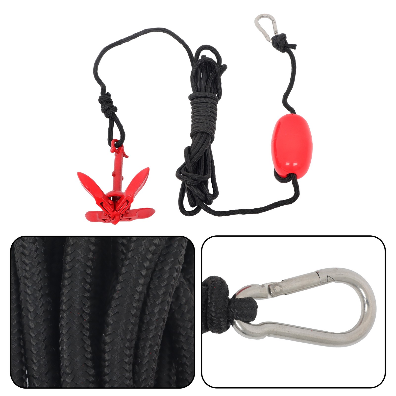 Marine Complete Folding Anchor Kit 24 ft Rope Buoy Kayak PWC Canoe Jet Ski