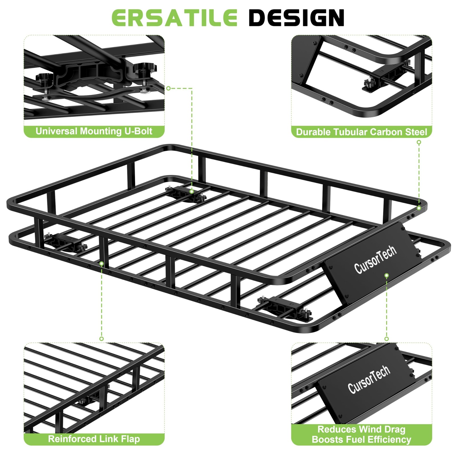 Roof Rack Basket 51″ x 36″ Heavy Duty Roof Cargo Basket 300 lbs Capacity Stee…