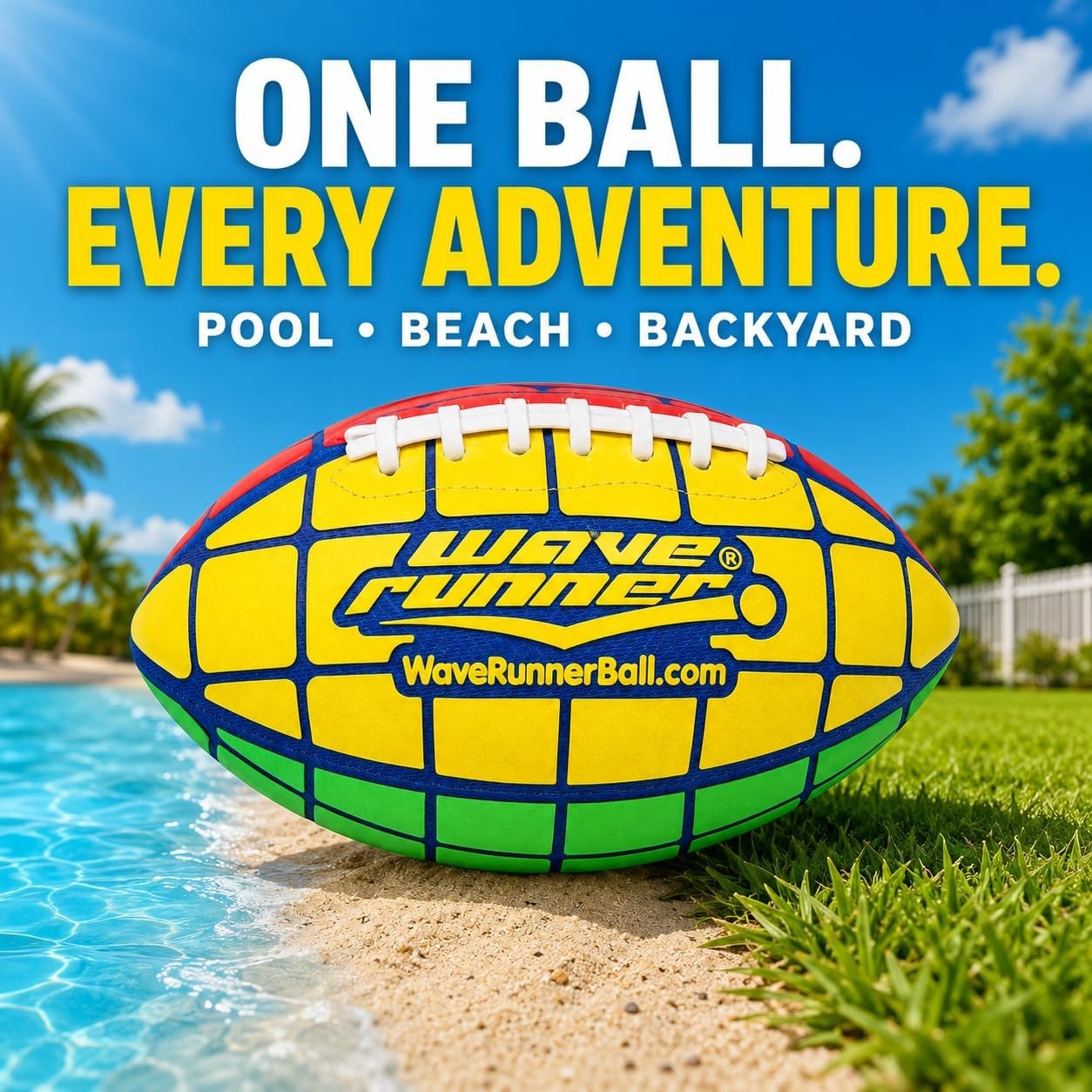 Waterproof Grip It Football, Portable 9.5in Ball for Beach Pool Backyard Family