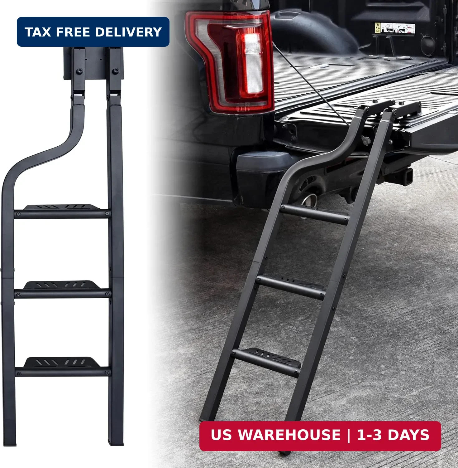 Foldable Pickup Truck Tailgate Ladder, 42″ Heavy Duty Universal Folding Tailgate