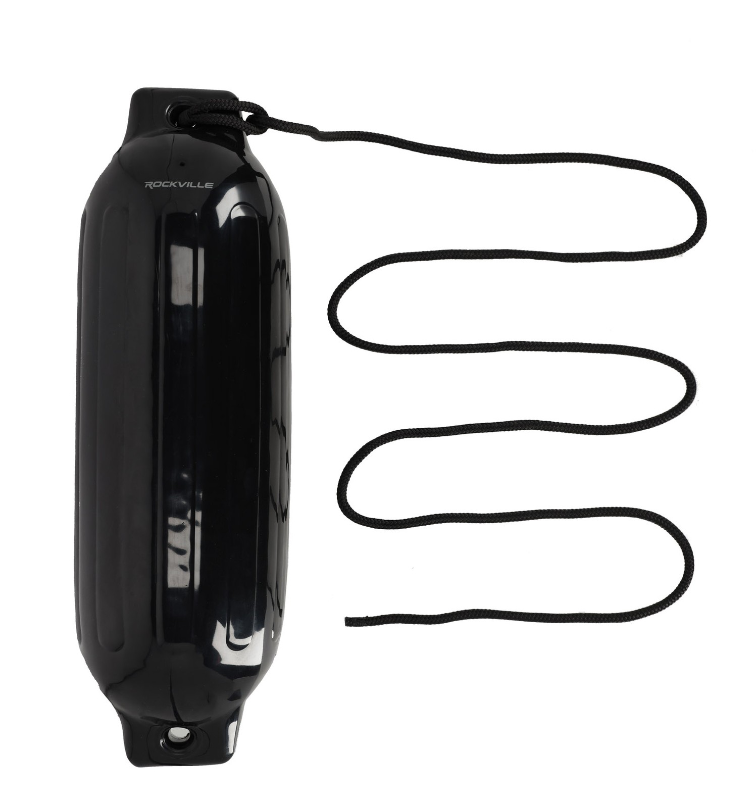(2) Rockville FEN185-BLACK 8.5″ x 27″ Boat Fenders + 10 Foot Line Marine Bumpers