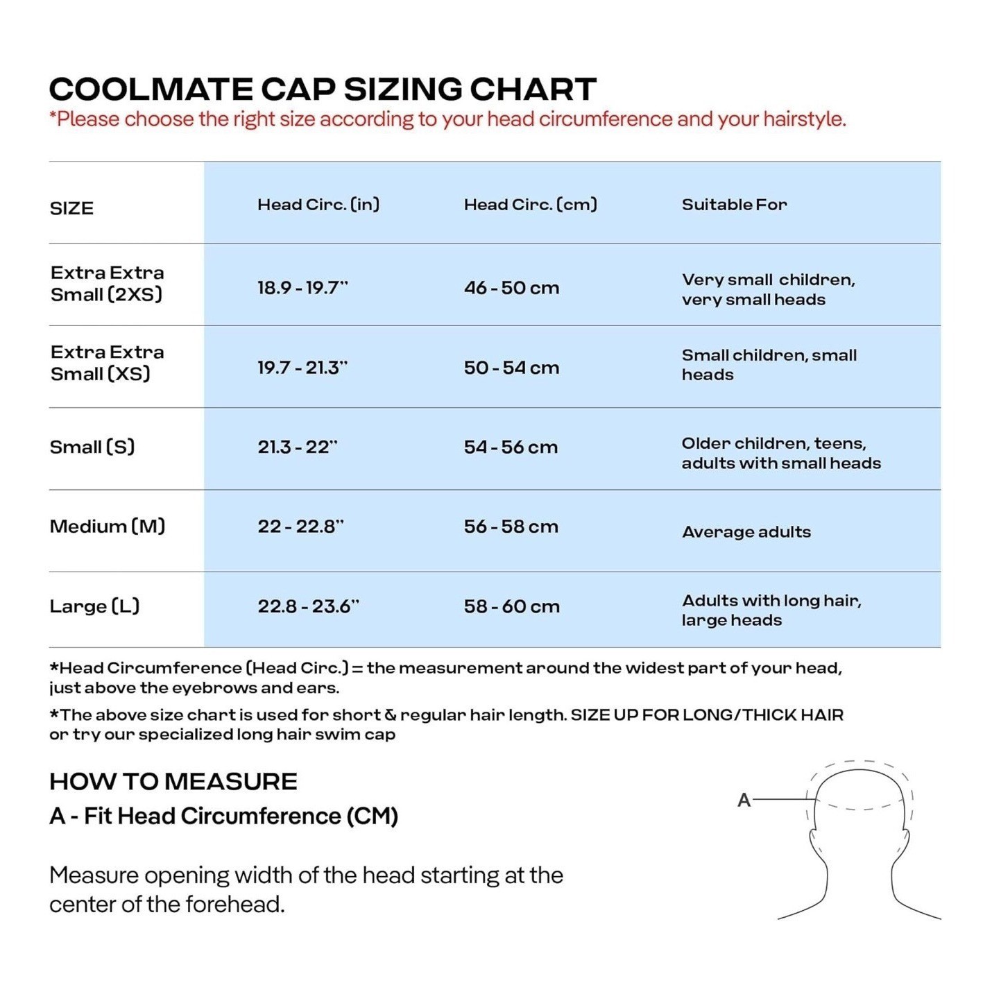 COOLMATE Fabric Swim Cap Blue Large Silicone Water Resistant Lightweight Cloth