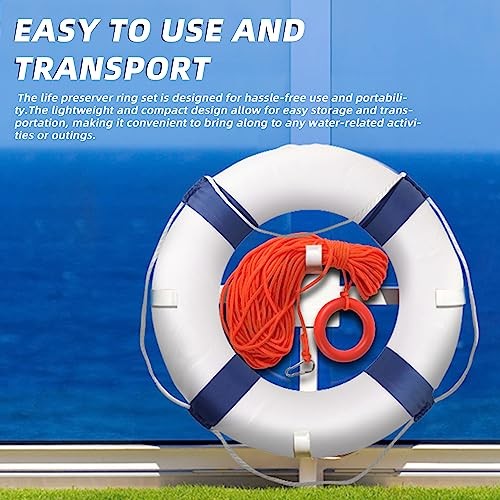 Calvana 20″ Foam Life Preserver Ring with 98.4ft Floating Lifesaving 1pack blue