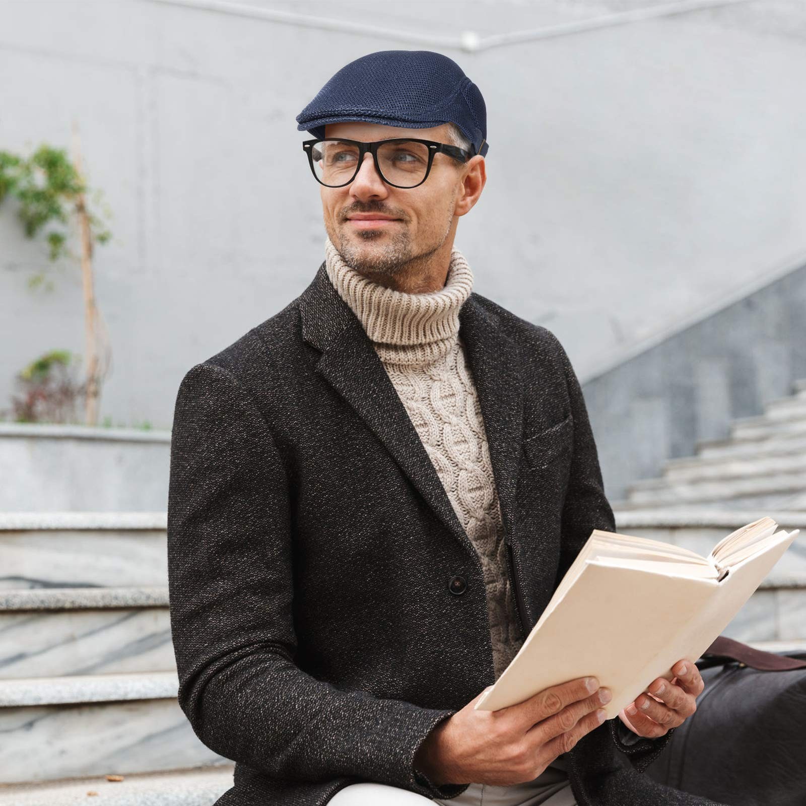Geyoga 3 Pieces Mesh Newsboy Cap Mesh Breathable Summer Cap Adjustable Newsbo…