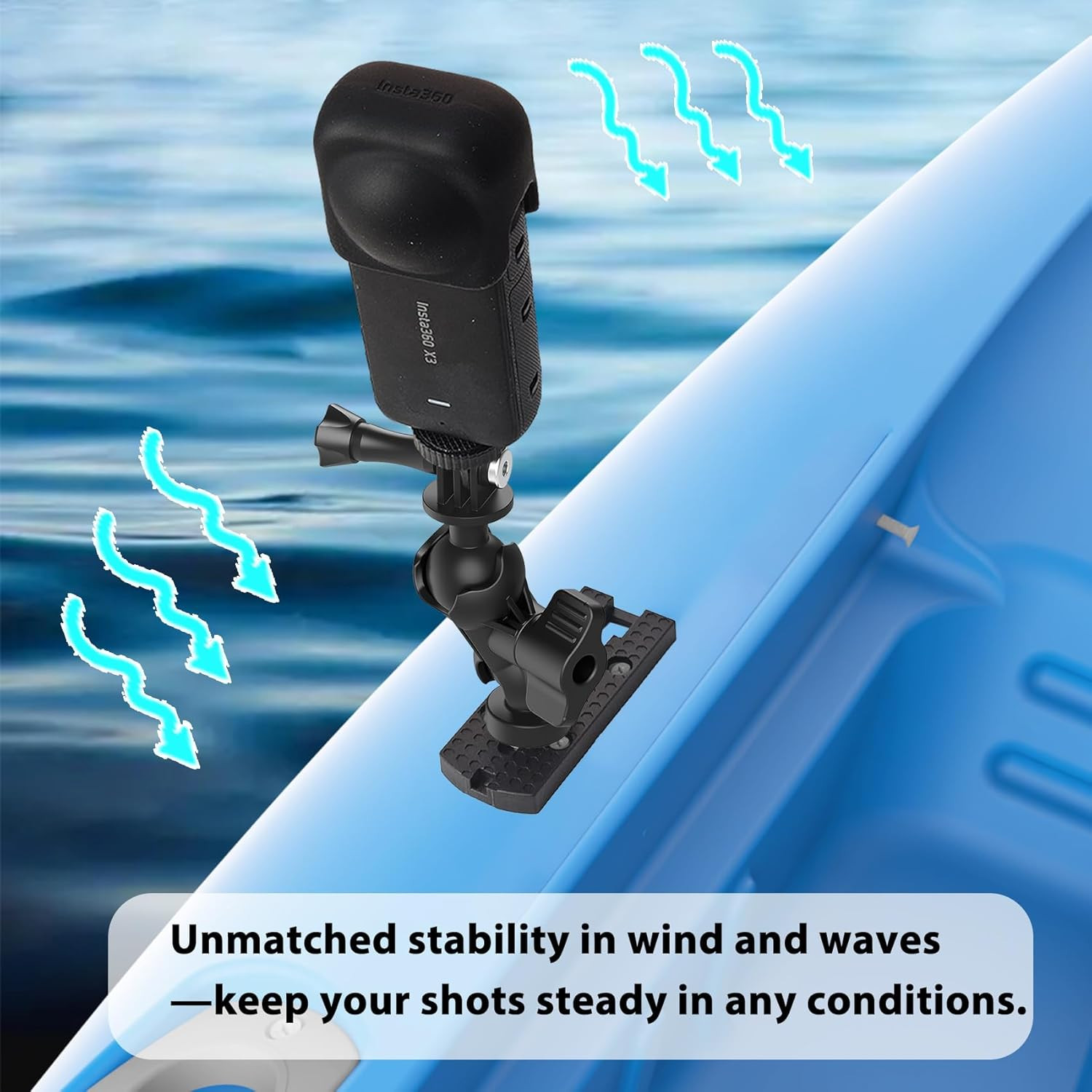 Universal Kayak Action Camera Mount 360 Degree Adjustable Kayak Rail Track Ca…