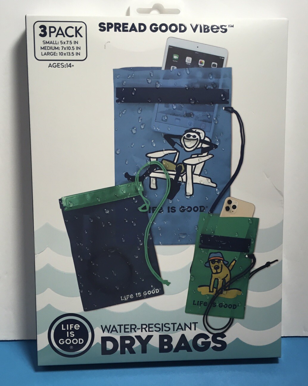 LIFE IS GOOD 3PK REUSABLE WATER-RESISTANT DRY BAGS JAKE~ROCKET Various Sizes NIB