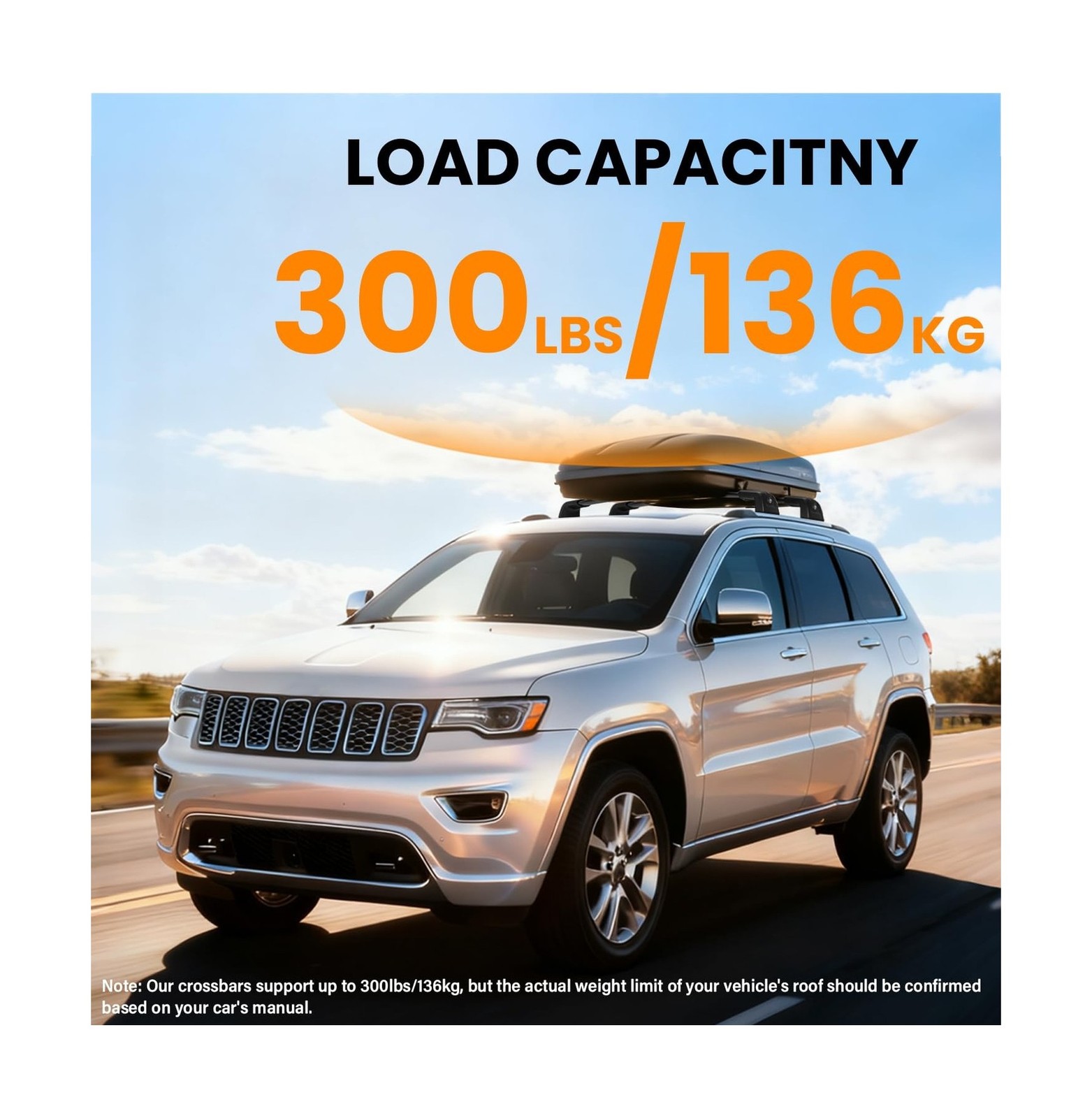 300lbs Roof Rack Cross Bars Compatible with Jeep Grand Cherokee 2011-2021 wit…