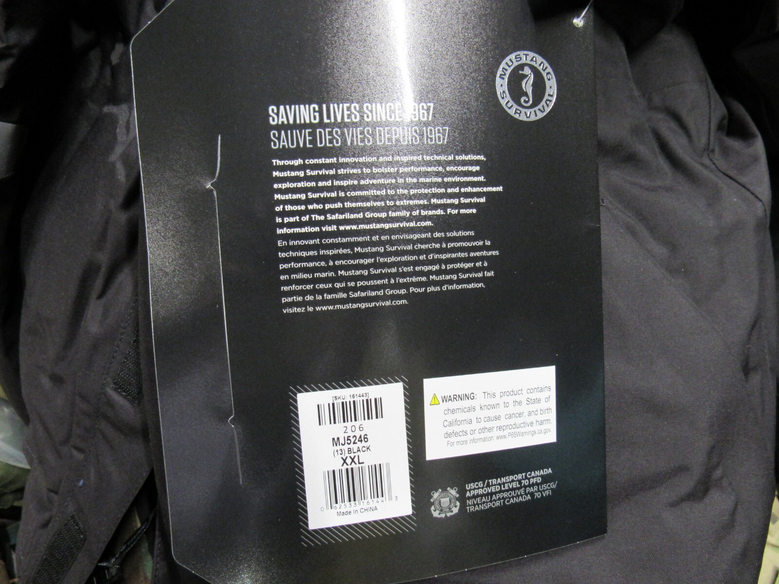 Mustang Survival MJ5246 Catalyst Flotation Jacket Coat XXLARGE (2X) Black NWT