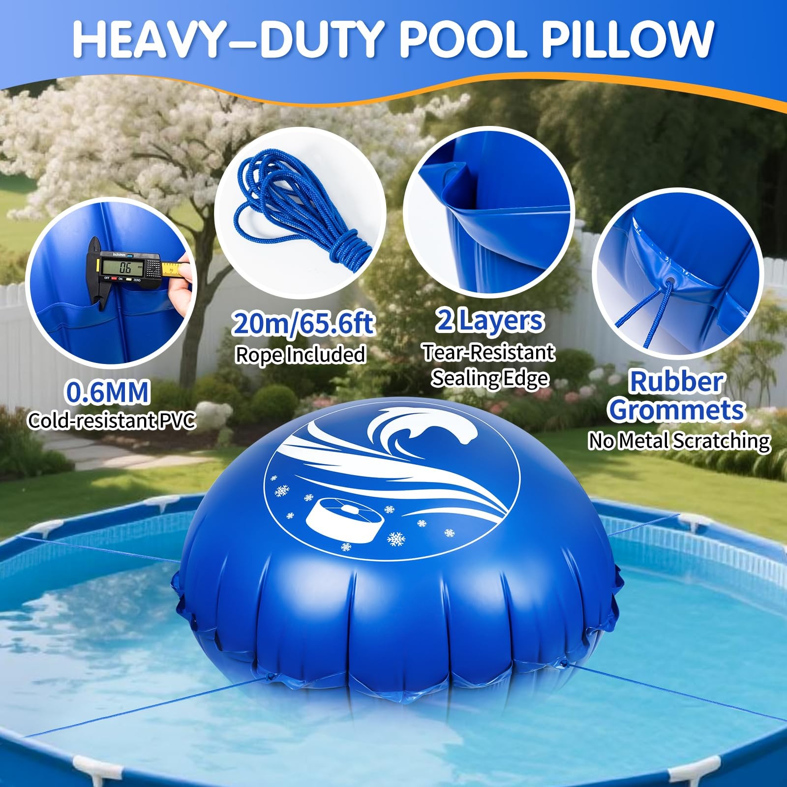 11.8 FT Pool Pillows for Above Ground Pool, Heavy Duty 0.6mm Winter Pool Pill…