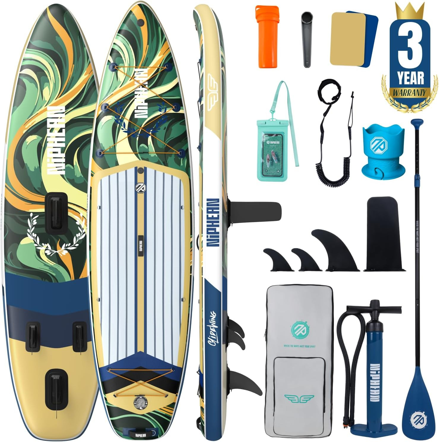 (Extra Large) Inflatable Paddle Board, SUP for 2+1 People/Family 500Lbs Capacity