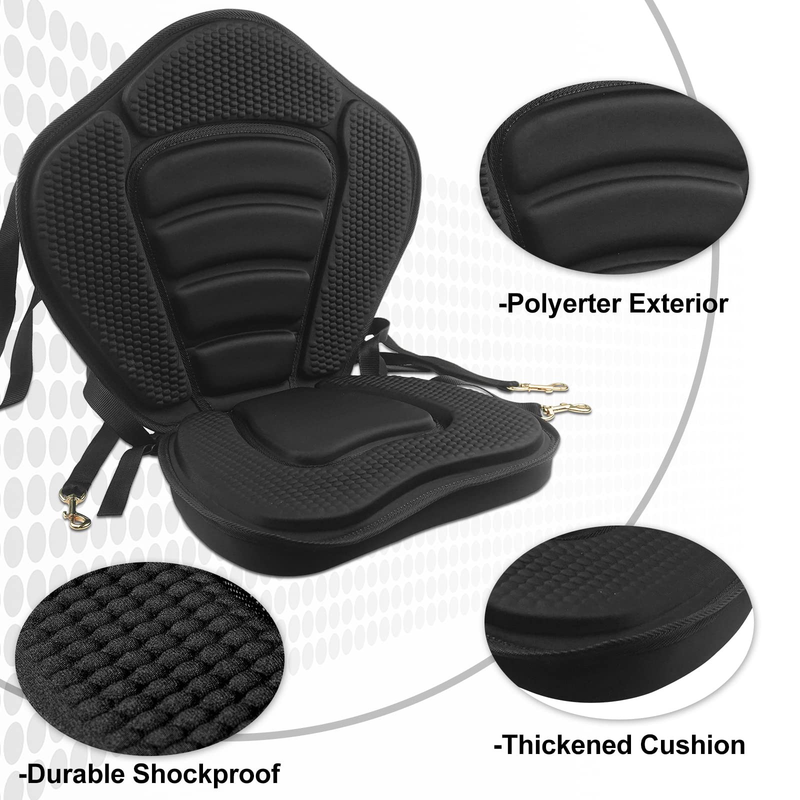 Hlogree 2Pack Kayak Deluxe Padded Seat Storage Bag Comfortable High Back Boat