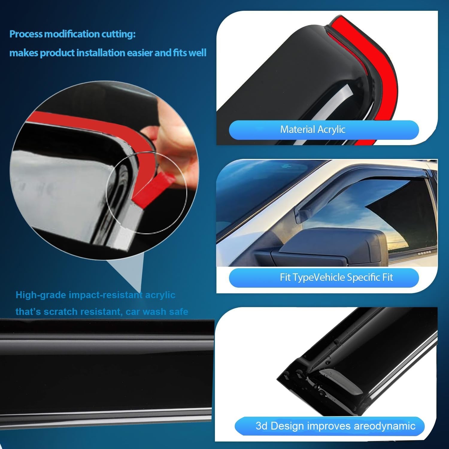 Window Visors Rain Guards Vent Deflectors for Truck 2002-2006 Avalanche/Subur…